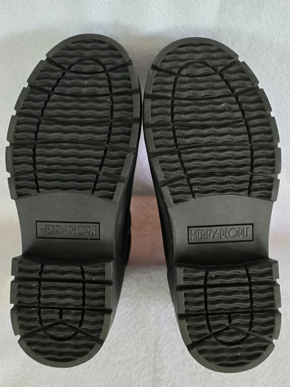 Merry People Black Ankle Rain Boots — Like New / Chunky Lug Sole